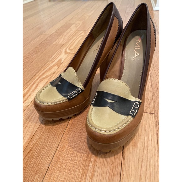 MIA Shoes - MIA Newberry Penny Loafer Platform Pumps